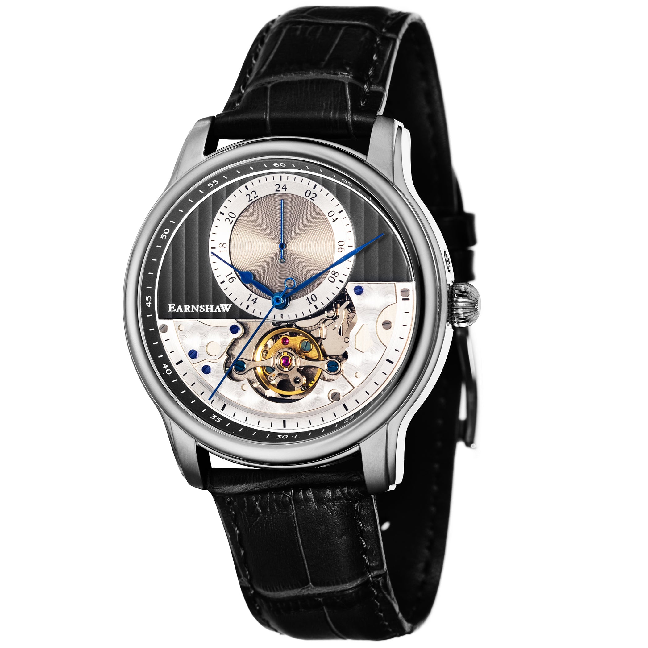EARNSHAW LONGITUDE REGULATOR OPEN HEART Mechanical Automatic Grey Round Dial Men's Watch- ES-8085-02
