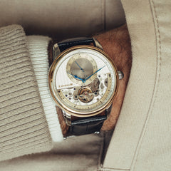 EARNSHAW LONGITUDE REGULATOR OPEN HEART Mechanical Automatic Silver Round Dial Men's Watch- ES-8085-06