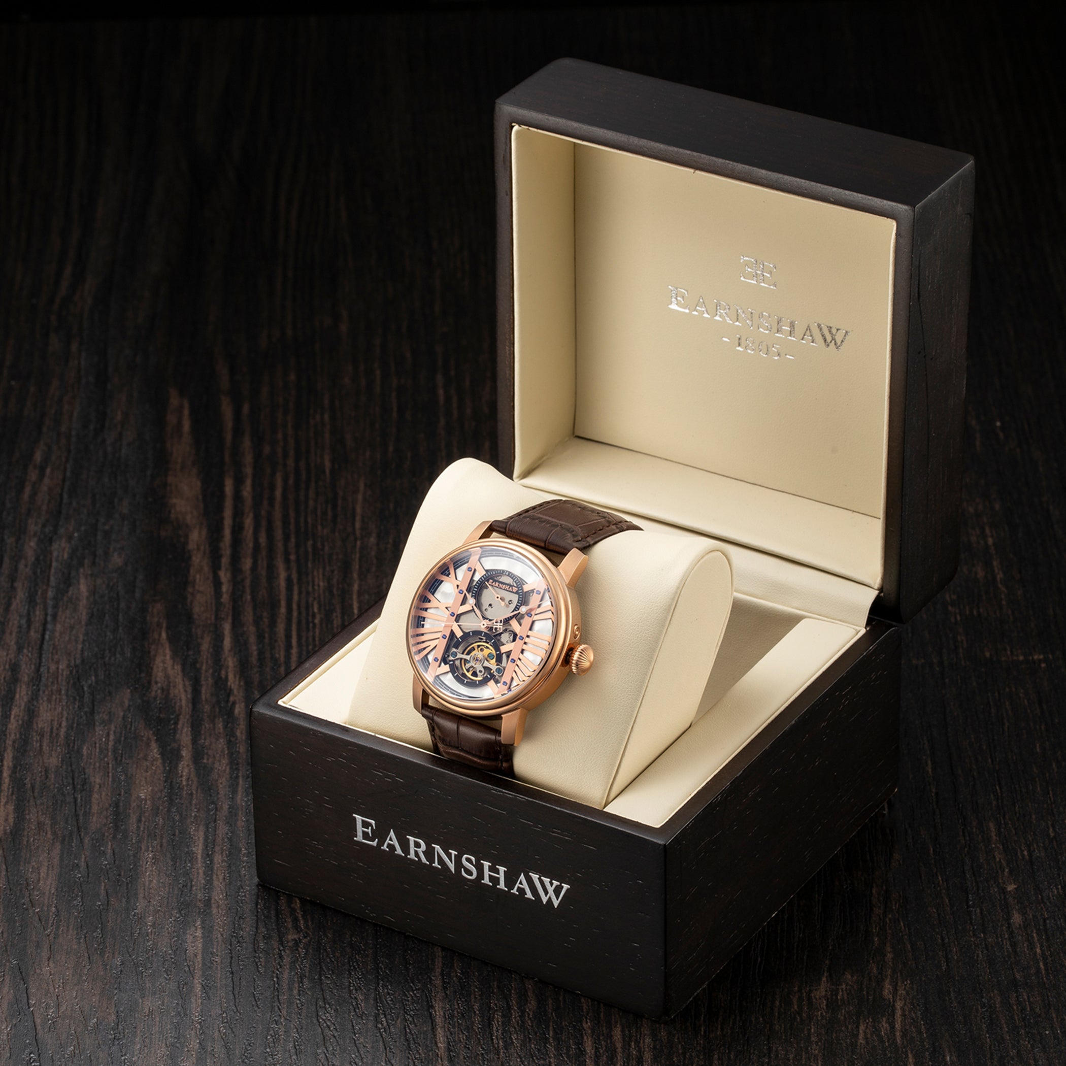EARNSHAW WESTMINSTER Mechanical Automatic Rose Gold Round Dial Men's Watch- ES-8095-03