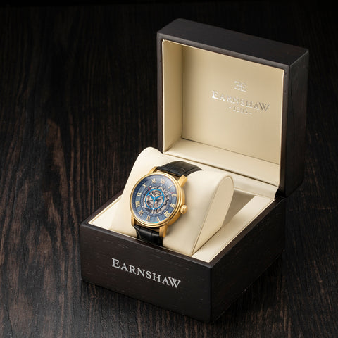 EARNSHAW WESTMINSTER Mechanical Skeleton Blue Round Dial Men's Watch- ES-8096-02