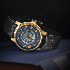 EARNSHAW WESTMINSTER Mechanical Skeleton Blue Round Dial Men's Watch- ES-8096-02