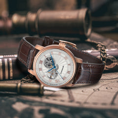 EARNSHAW WESTMINSTER Mechanical Skeleton Silver Round Dial Men's Watch- ES-8097-03