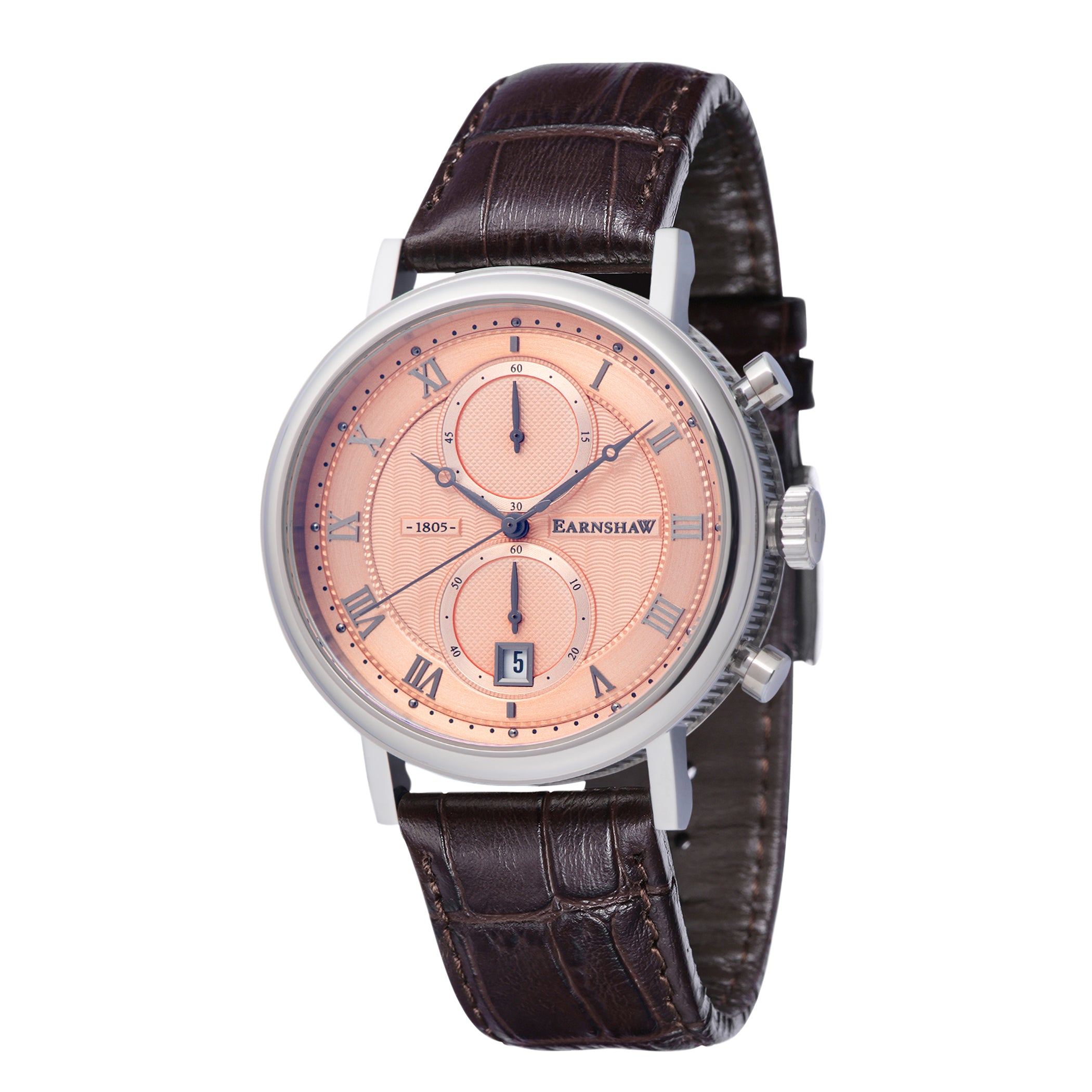 EARNSHAW LONGITUDE Chronograph Rose Gold Round Dial Men's Watch- ES-8100-03