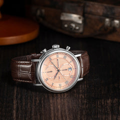 EARNSHAW LONGITUDE Chronograph Rose Gold Round Dial Men's Watch- ES-8100-03