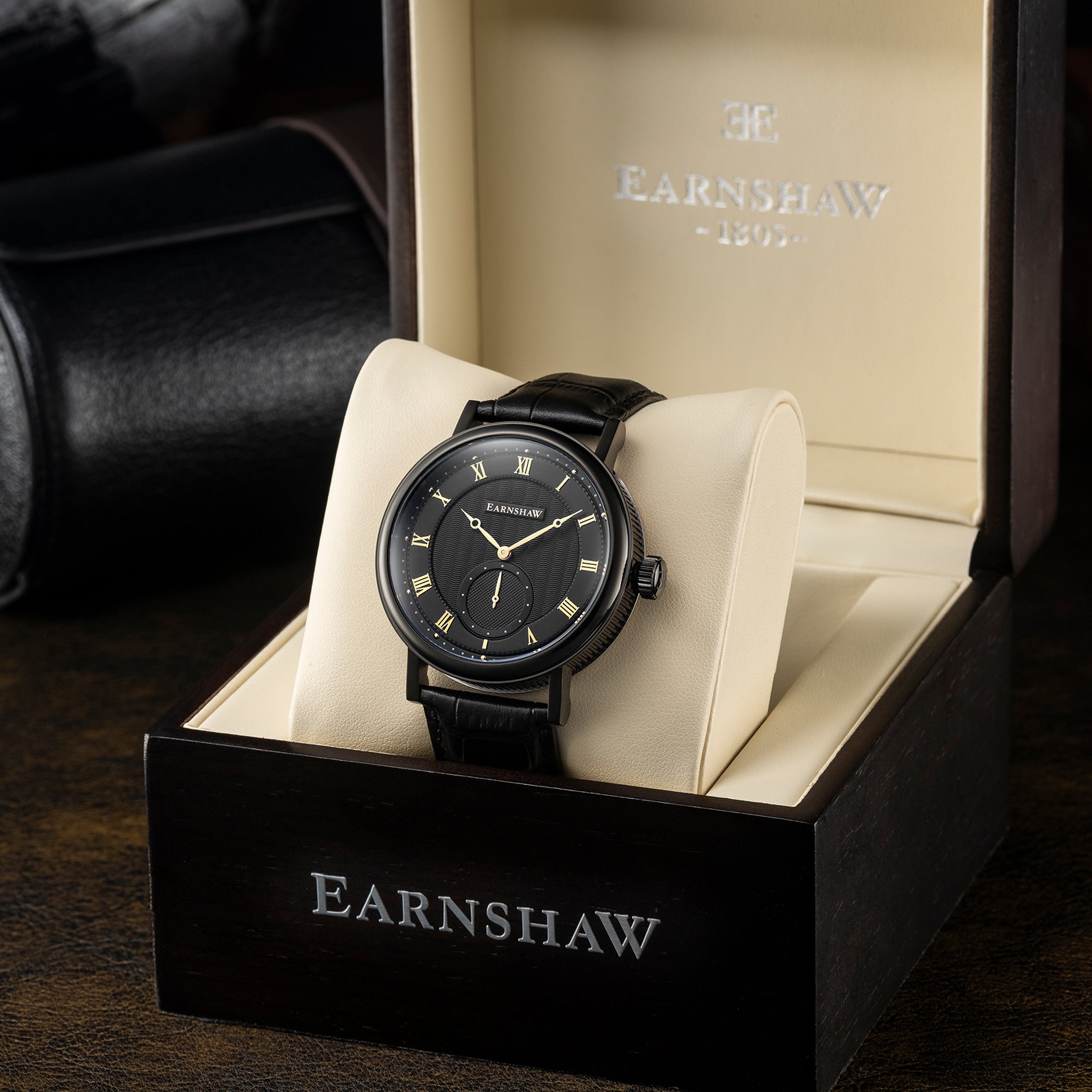 EARNSHAW BEAUFORT Multifunction Black Round Dial Men's Watch- ES-8102-04