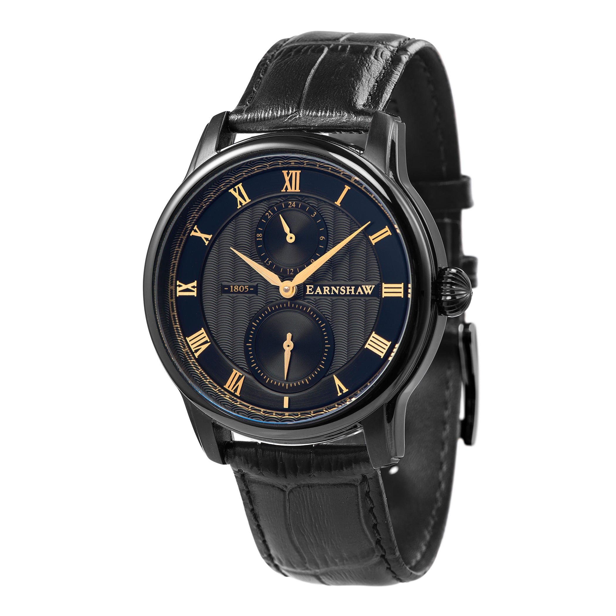 EARNSHAW LONGITUDE Multifunction Black Round Dial Men's Watch- ES-8106-03