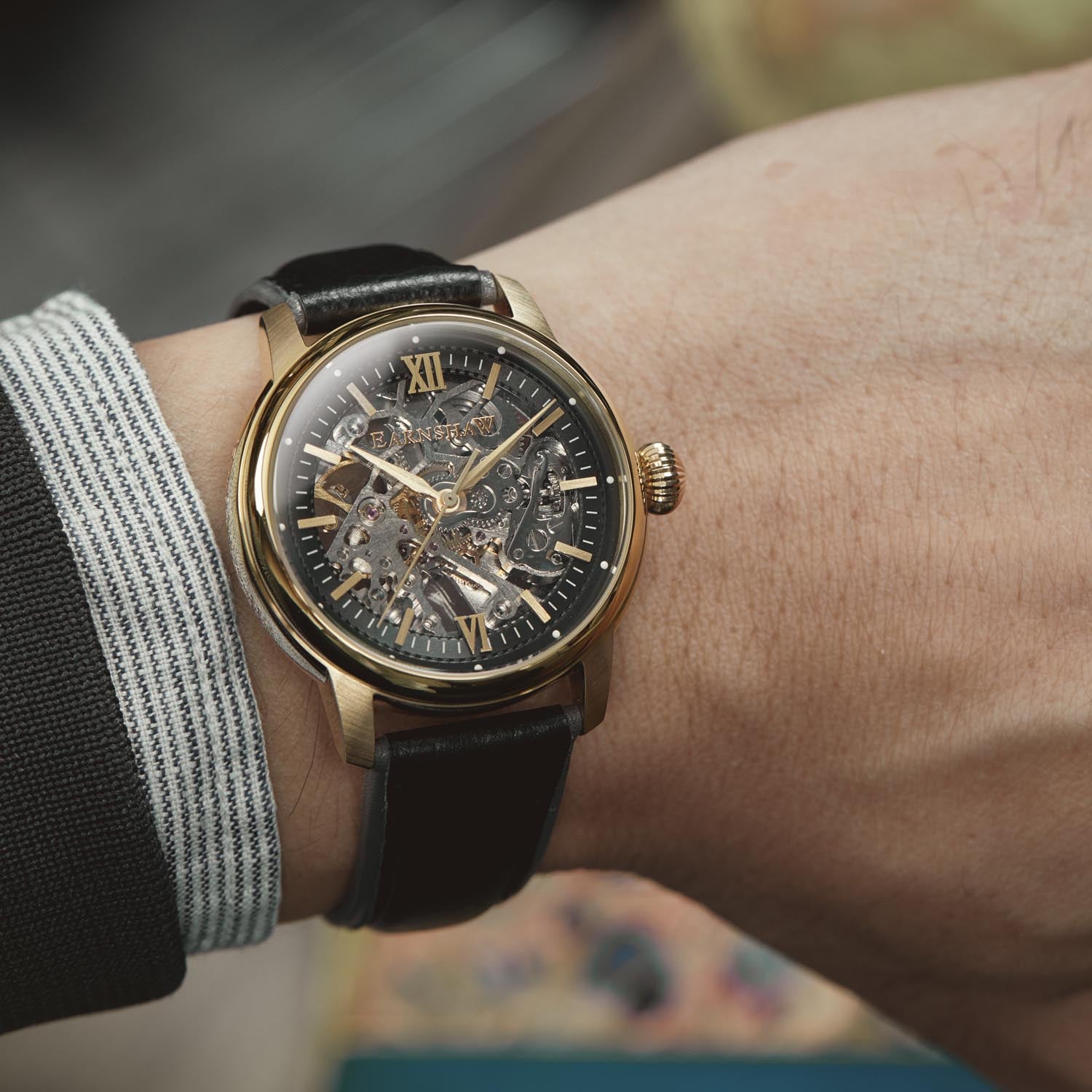 EARNSHAW CORNWALL Skeleton Automatic Round Dial Watch For Men - ES-8110-03