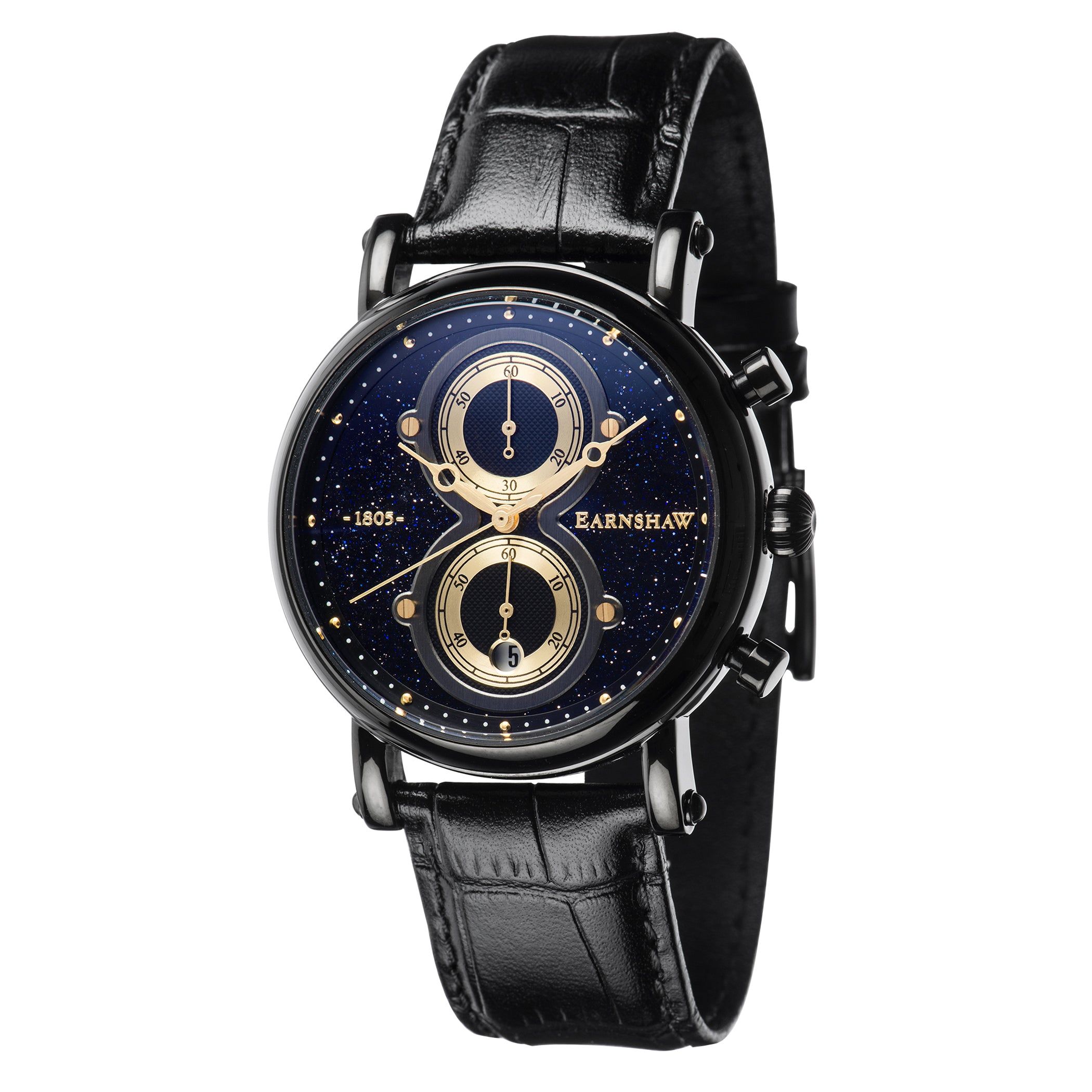 EARNSHAW MASKELYNE Chronograph Black Round Dial Men's Watch- ES-8115-02