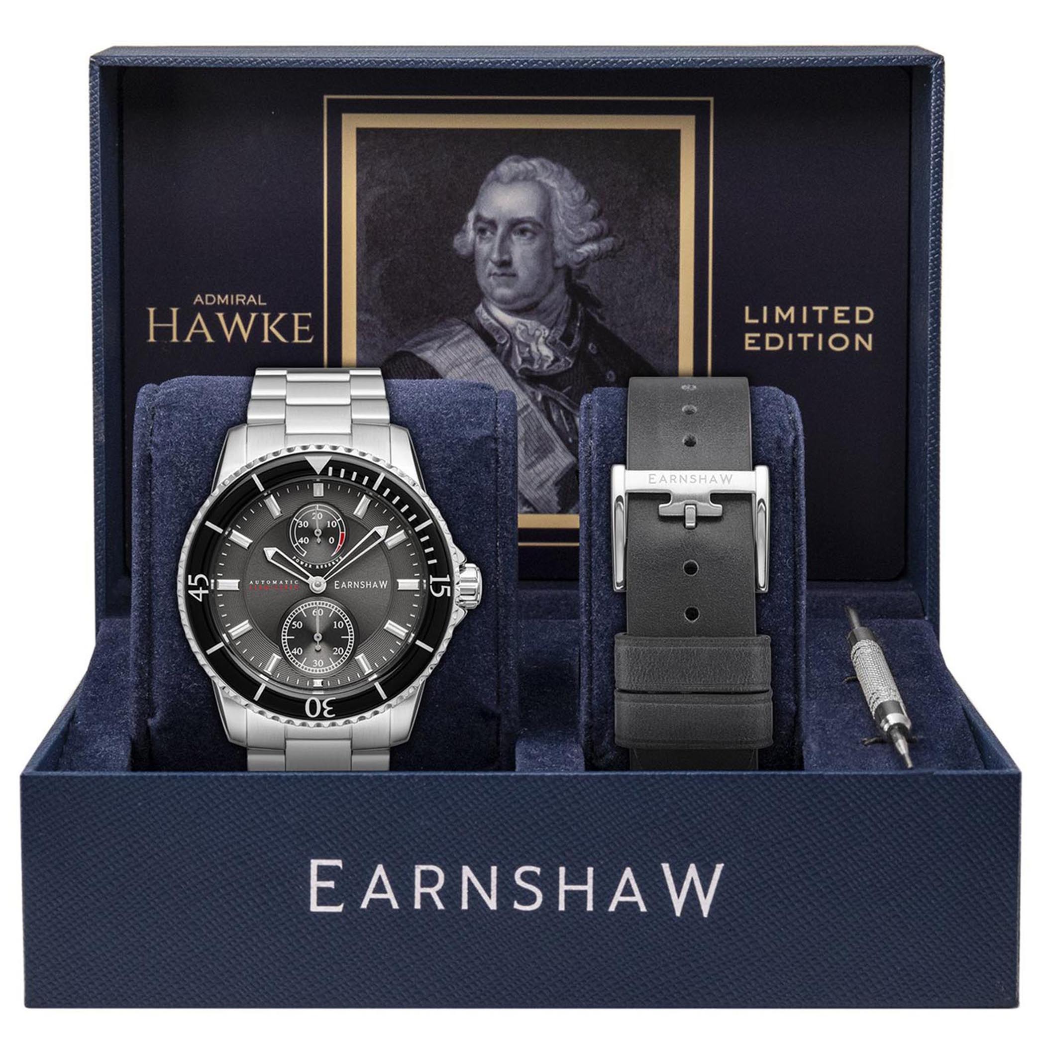EARNSHAW HAWKE LIMITED EDITION Automatic Grey Round Dial Men Watch with Additional Strap- ES-8118-33