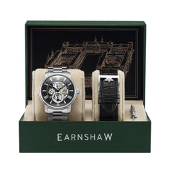 EARNSHAW Limited Edition WHITEHALL Automatic Black Round Dial Men's Watch- ES-8120-22