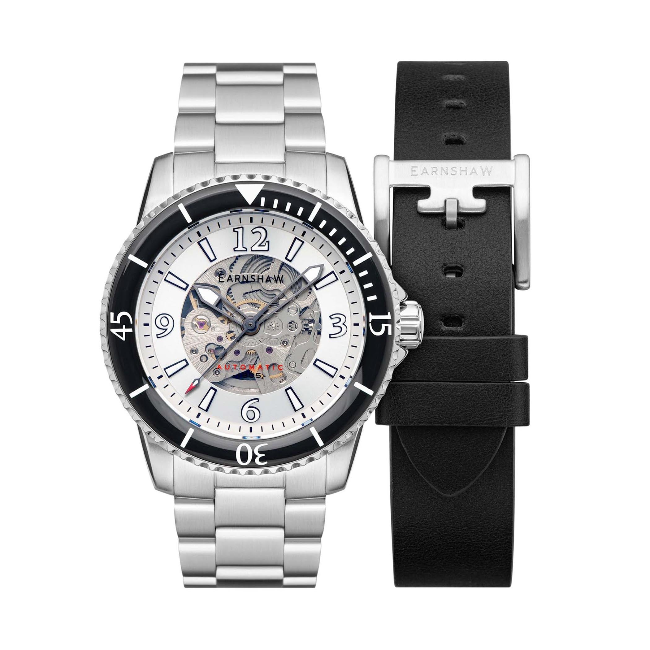 EARNSHAW DUNCAN Limited Edition Automatic Skeleton Round Dial Men's Watch with Additional Strap- ES-8129-44