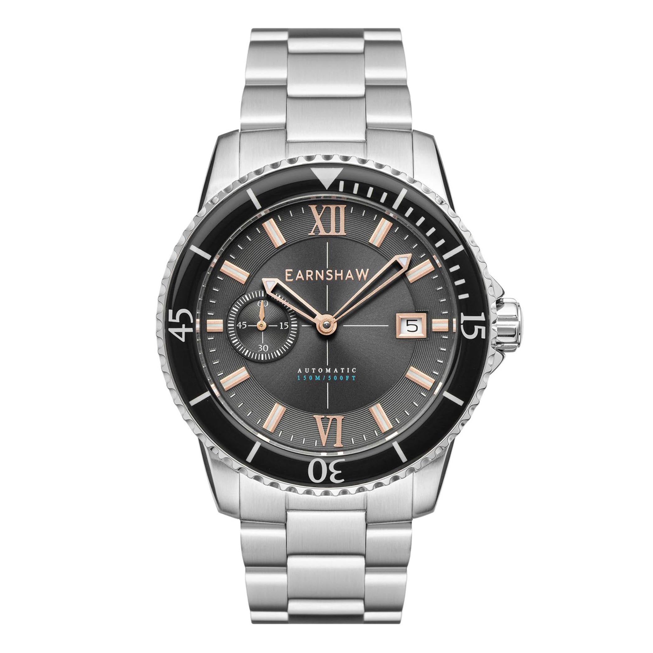 EARNSHAW HAWKE LIMITED EDITION Automatic Grey Round Dial Men's Watch- ES-8133-55