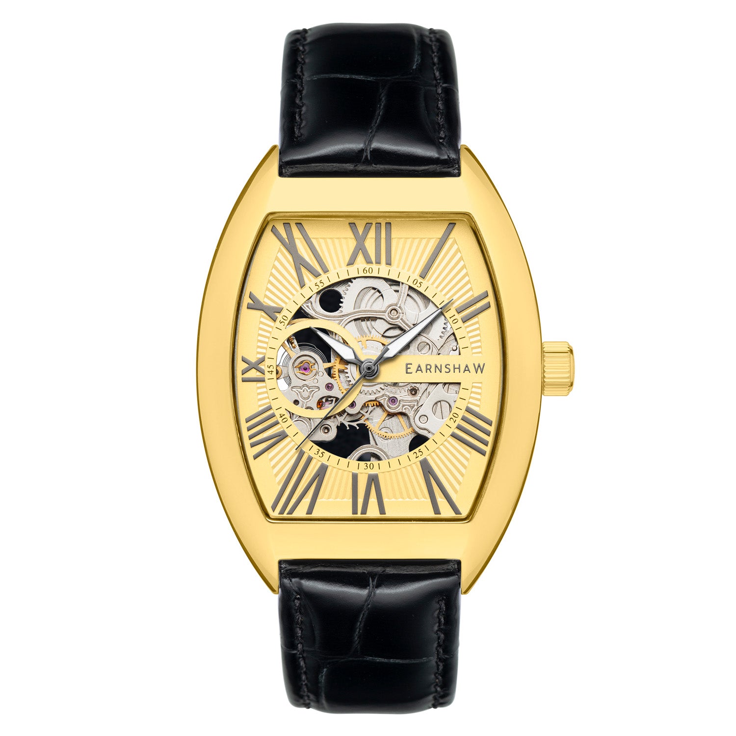 Earnshaw Beauchamp Automatic Skeleton Gold Tonneau Dial Men's Watch - ES-8148-04