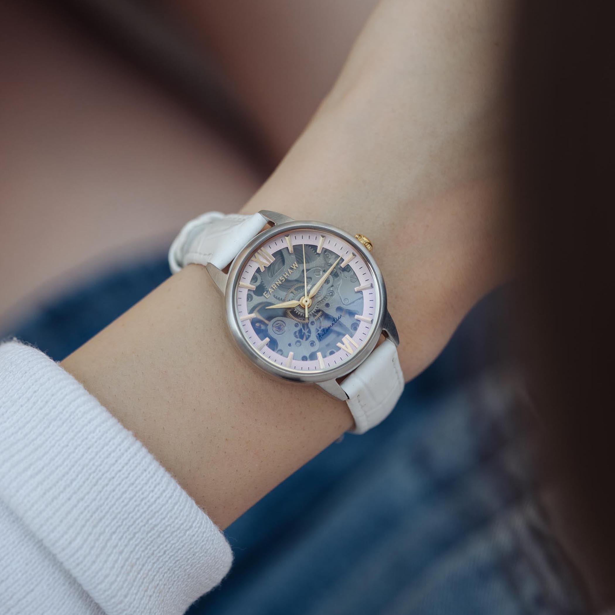 EARNSHAW ANNING Automatic Skeleton Round Dial Women's Watch-ES-8151-05