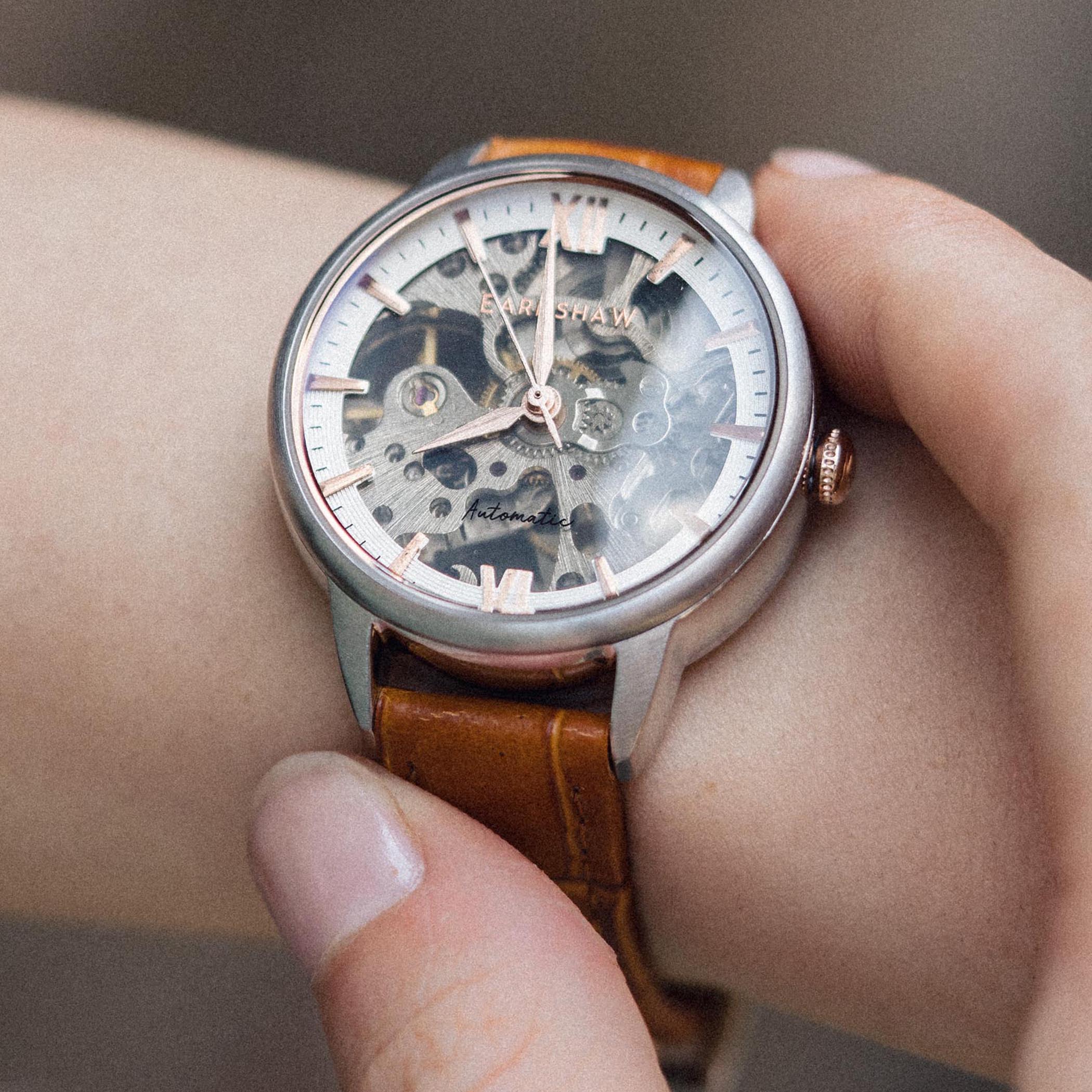 EARNSHAW ANNING Automatic Skeleton Round Dial Women's Watch-ES-8151-06