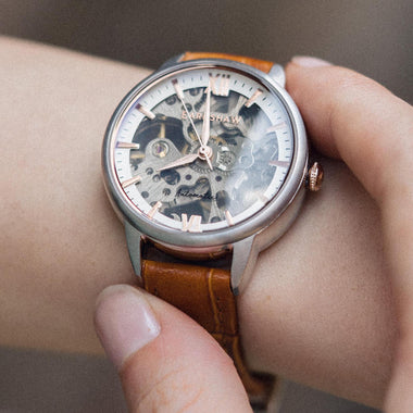 EARNSHAW ANNING Automatic Skeleton Round Dial Women's Watch-ES-8151-06