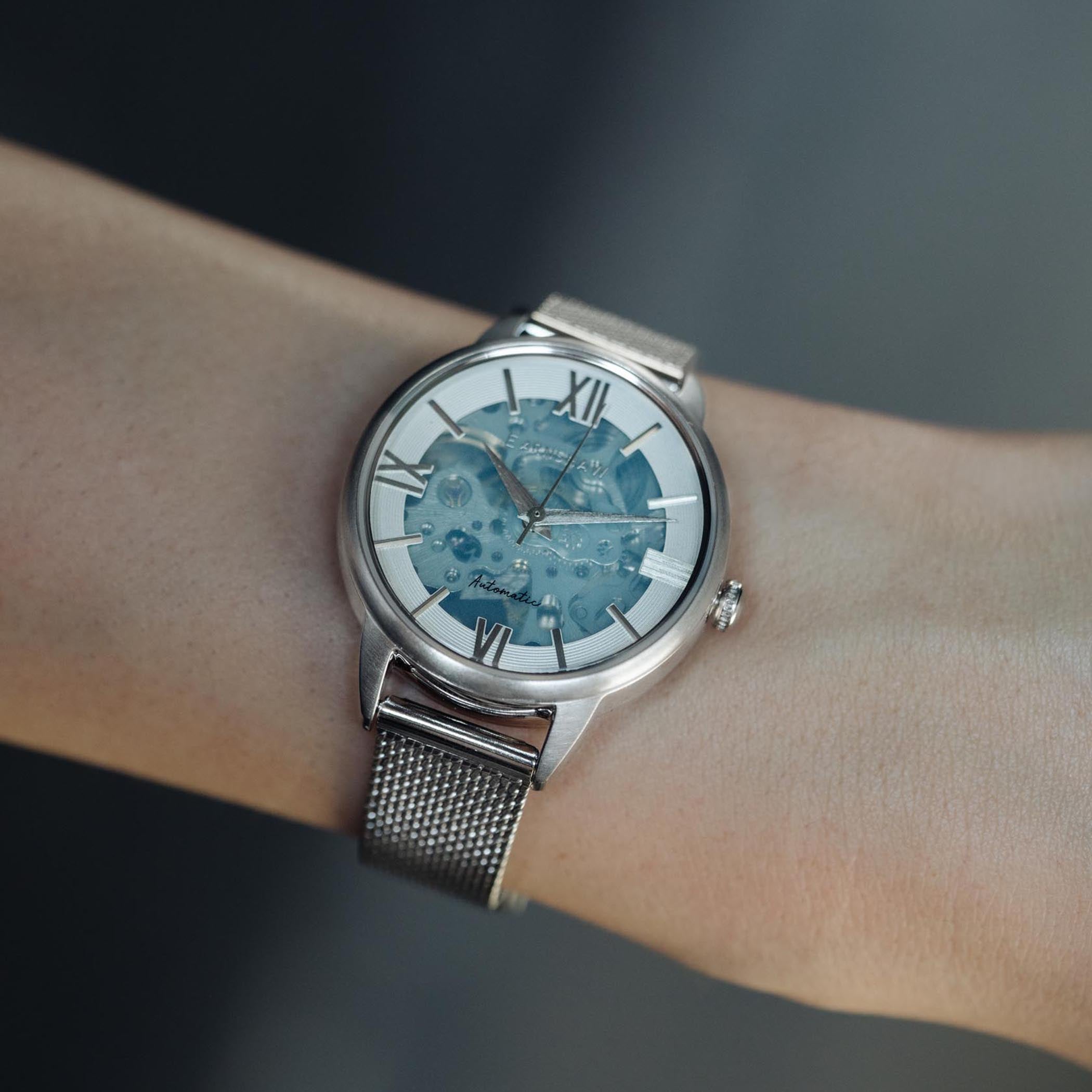 EARNSHAW ANNING Automatic Skeleton Round Dial Women's Watch-ES-8152-11 