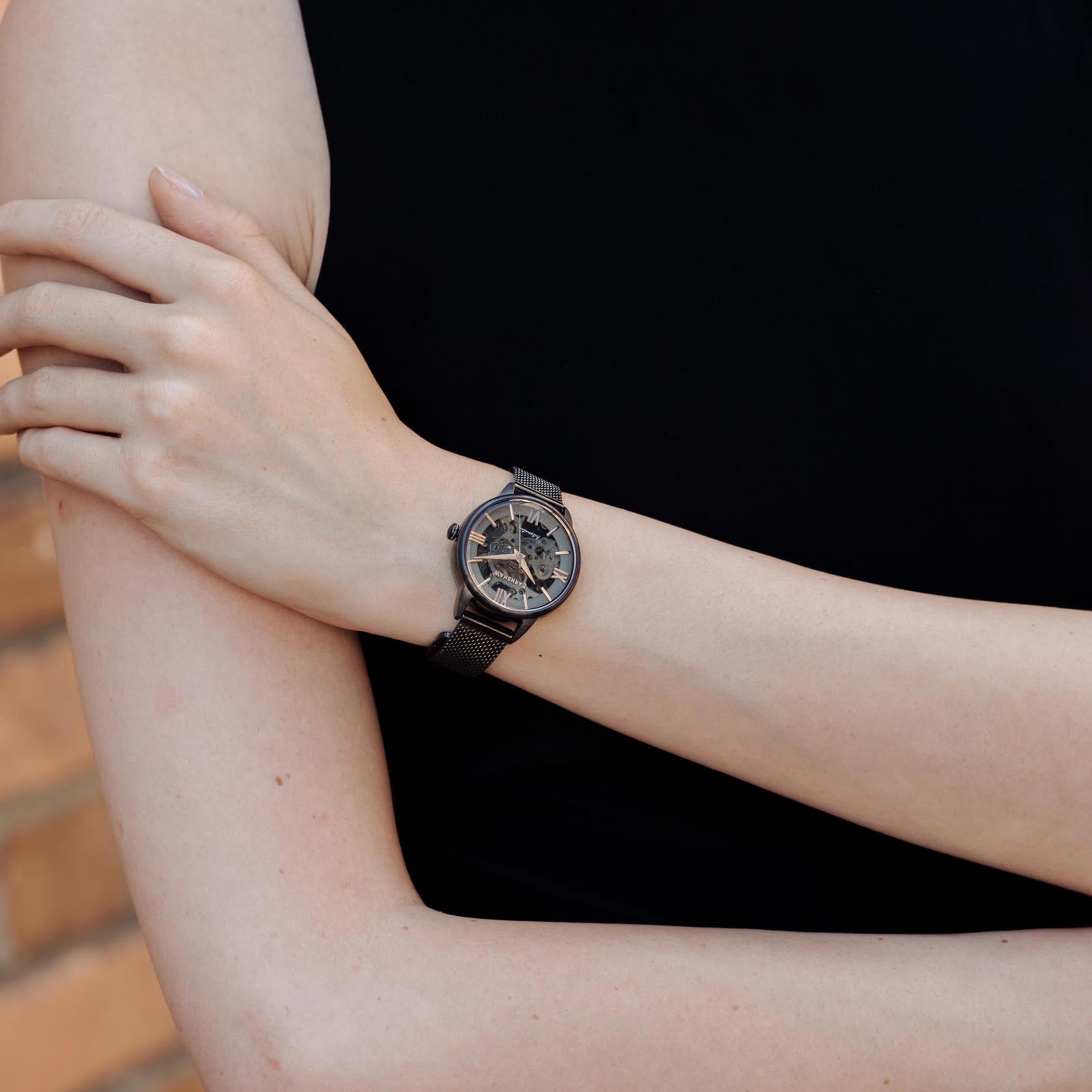 EARNSHAW ANNING Automatic Skeleton Round Dial Women's Watch-ES-8152-88