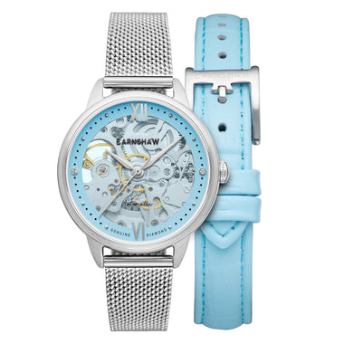 EARNSHAW ANNING DIAMOND Automatic Skeleton Round Dial Women's Watch with Additional Strap- ES-8154-01