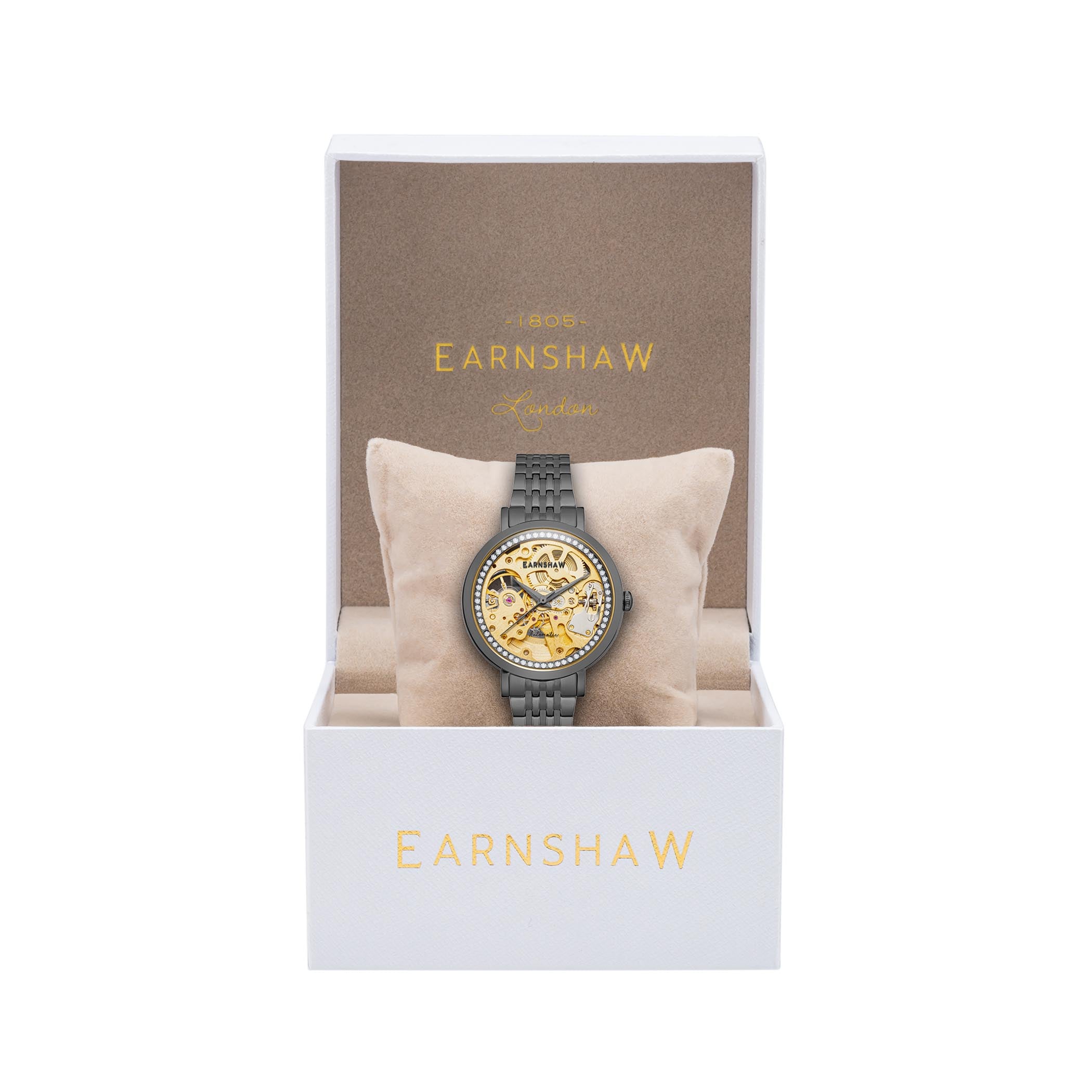 EARNSHAW NIGHTINGALE Automatic Skeleton Round Dial Women's Watch-ES-8156-77