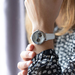 EARNSHAW NIGHTINGALE DIAMOND Automatic Skeleton Round Dial Women's Watch with Additional Strap- ES-8158-01