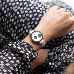 EARNSHAW NIGHTINGALE DIAMOND Automatic Skeleton Round Dial Women's Watch with Additional Strap- ES-8158-01