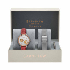 EARNSHAW NIGHTINGALE DIAMOND Automatic Skeleton Round Dial Women's Watch with Additional Strap- ES-8158-05
