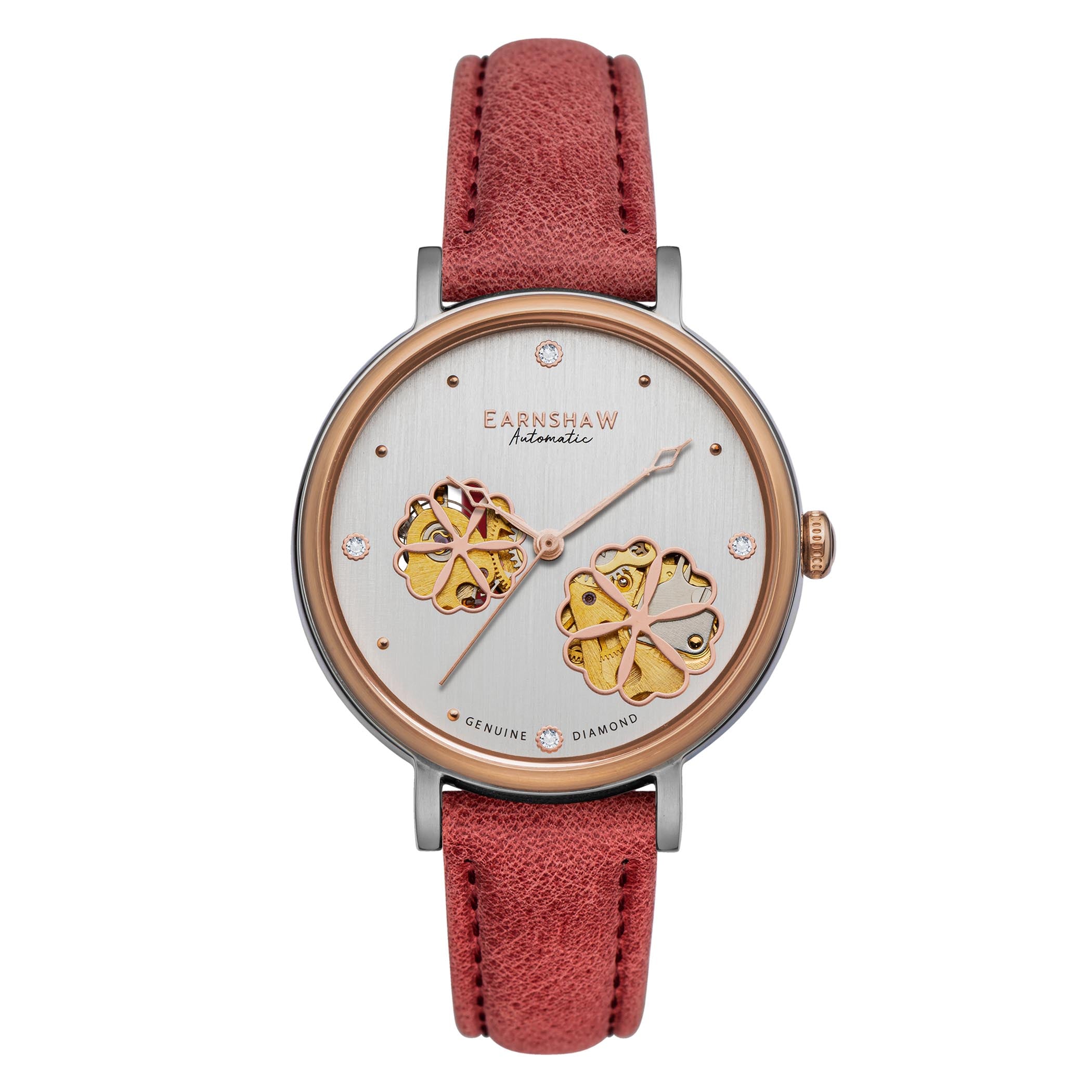 EARNSHAW NIGHTINGALE DIAMOND Automatic Skeleton Round Dial Women's Watch with Additional Strap- ES-8158-05