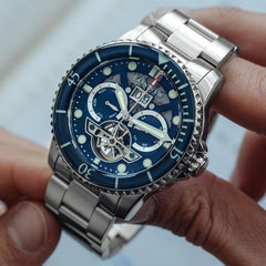 Earnshaw DUNCAN Mechanical Automatic Blue Round Dial Men's Watch - ES-8174-22