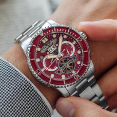 Earnshaw DUNCAN Mechanical Automatic Red Round Dial Men's Watch - ES-8174-44