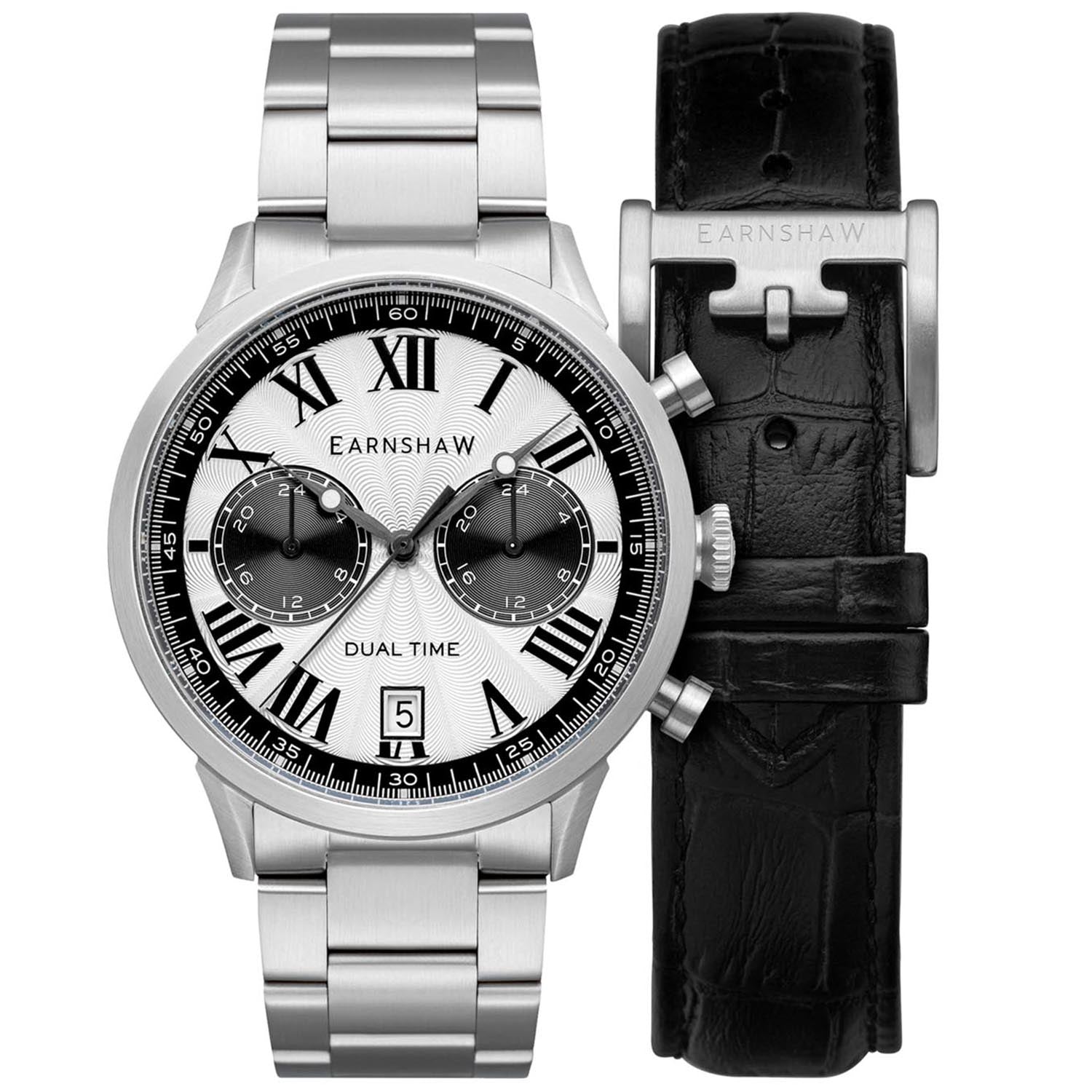 Earnshaw CARLYLE Multifunction Battery Silver Round Dial Men's Watch - ES-8176-11