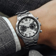 Earnshaw CARLYLE Multifunction Battery Silver Round Dial Men's Watch - ES-8176-11