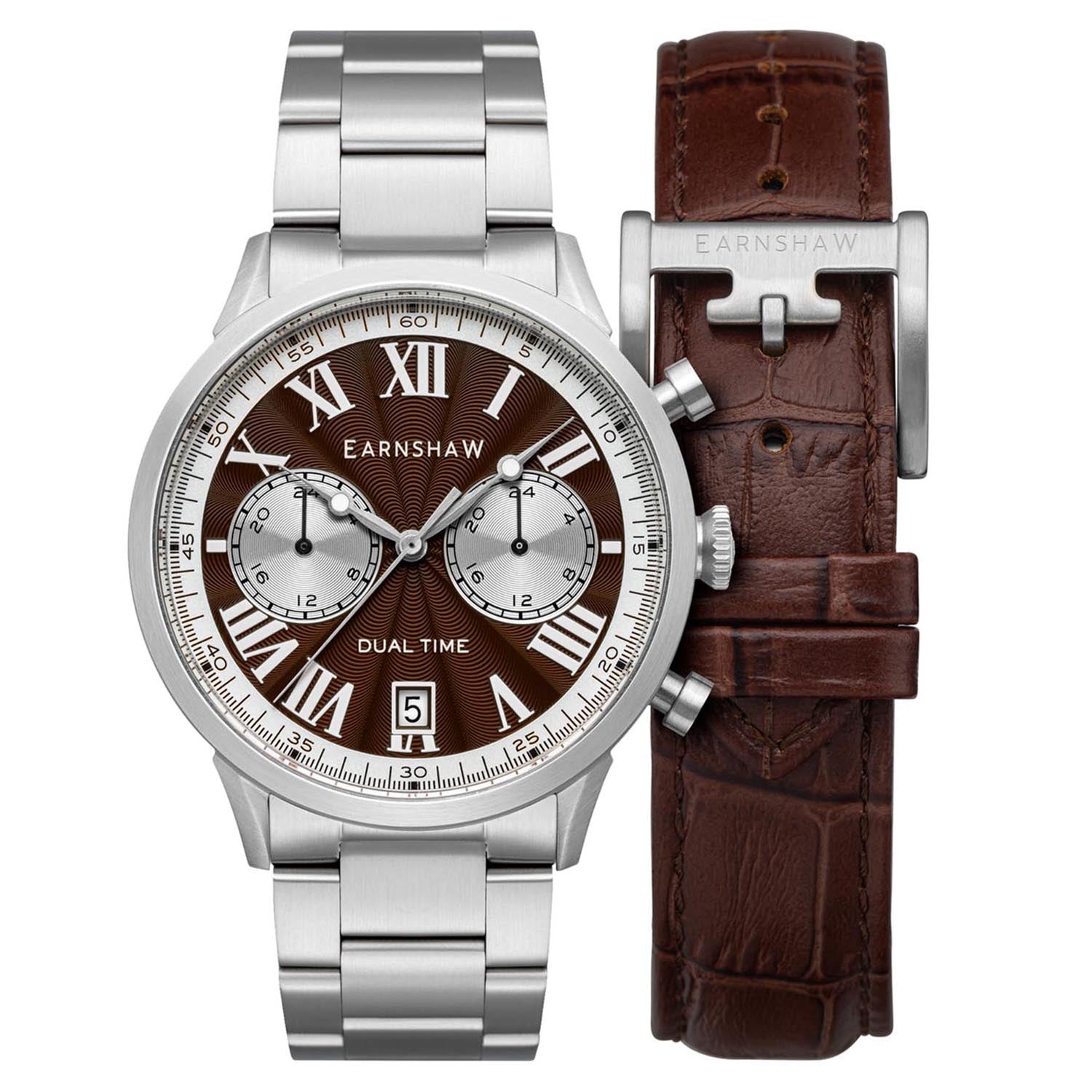 Earnshaw CARLYLE Multifunction Battery Brown Round Dial Men's Watch - ES-8176-44