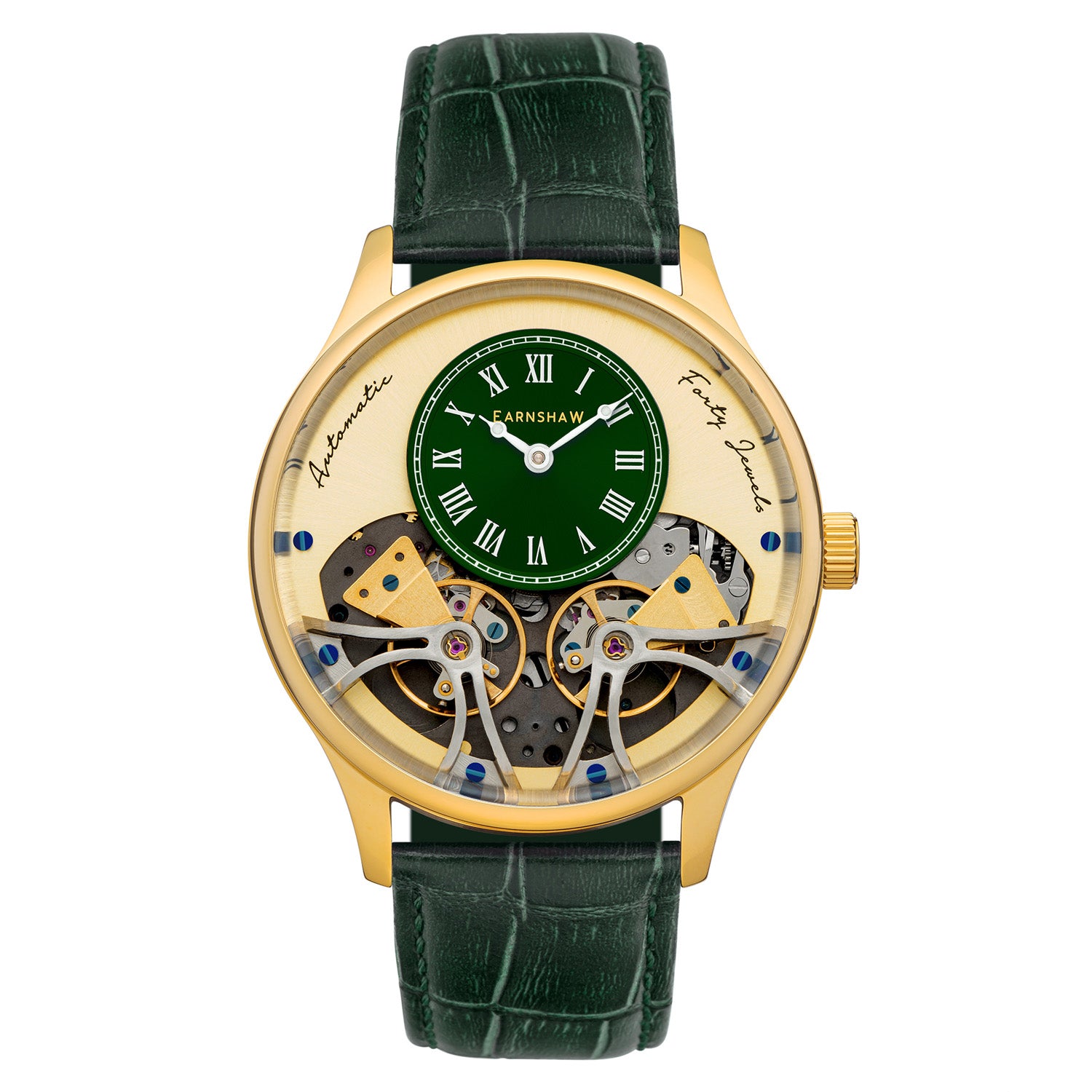 Earnshaw Scientists Faraday Double Barrel Automatic Green Round Dial Men's Watch - ES-8179-06