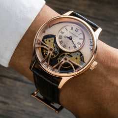Earnshaw Scientists Faraday Double Barrel Automatic Rose Gold Round Dial Men's Watch - ES-8179-0A