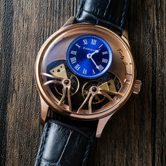 Earnshaw Scientists Faraday Double Barrel Automatic Blue Round Dial Men's Watch - ES-8179-0B