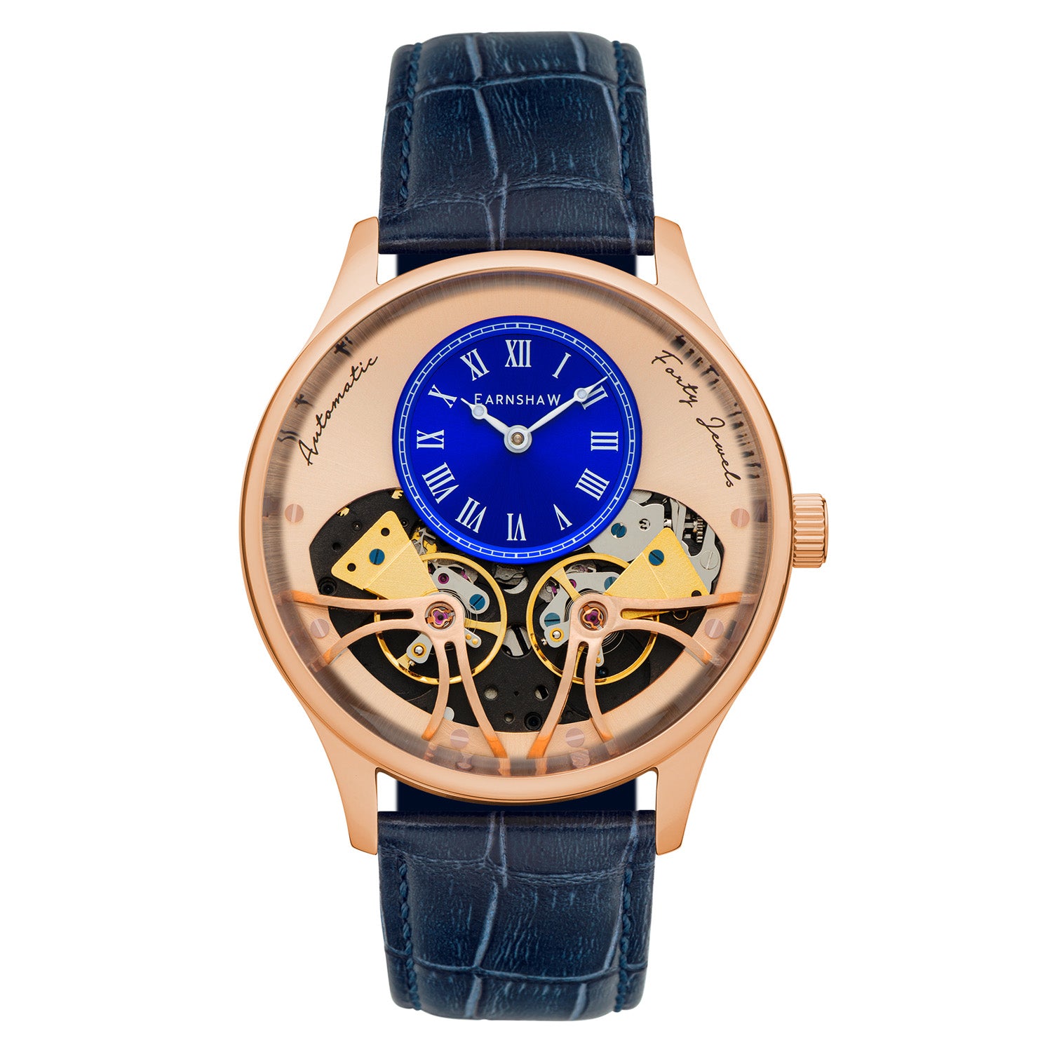 Earnshaw Scientists Faraday Double Barrel Automatic Blue Round Dial Men's Watch - ES-8179-0B