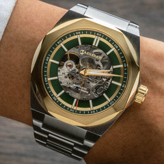 Earnshaw Clark Skeleton Automatic Green Round Dial Men's Watch - ES-8182-77