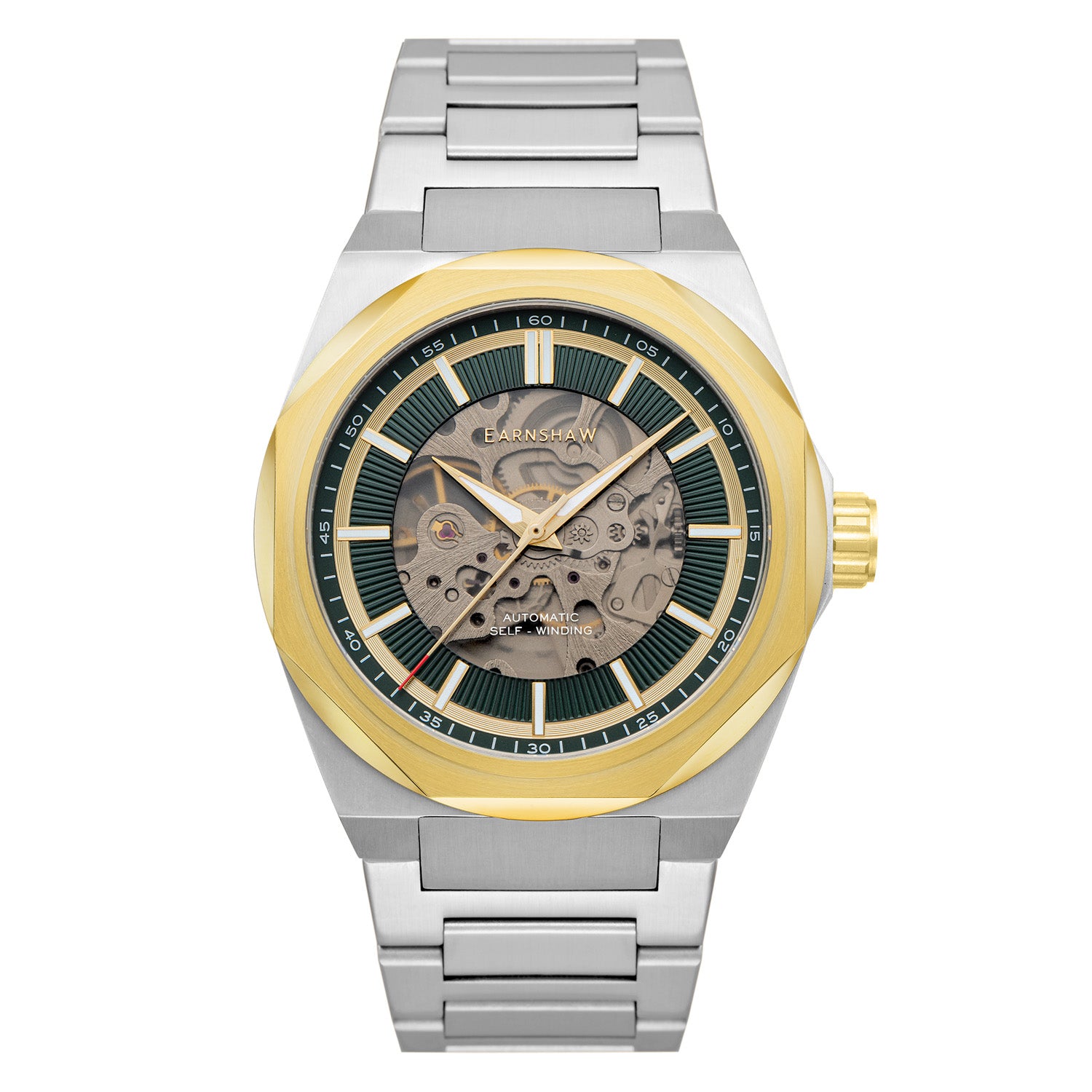 Earnshaw Clark Skeleton Automatic Green Round Dial Men's Watch - ES-8182-77