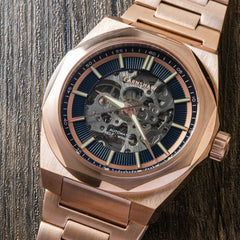 Earnshaw Clark Skeleton Automatic Blue Round Dial Men's Watch - ES-8182-88