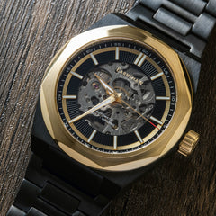 Earnshaw Clark Skeleton Automatic Black Round Dial Men's Watch - ES-8182-DD