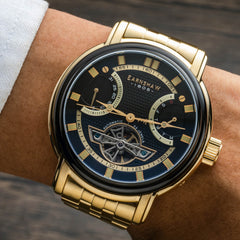 Earnshaw Retrograde Open Heart Automatic Black Round 33 Jewels Dial Men's Watch - ES-8184-88