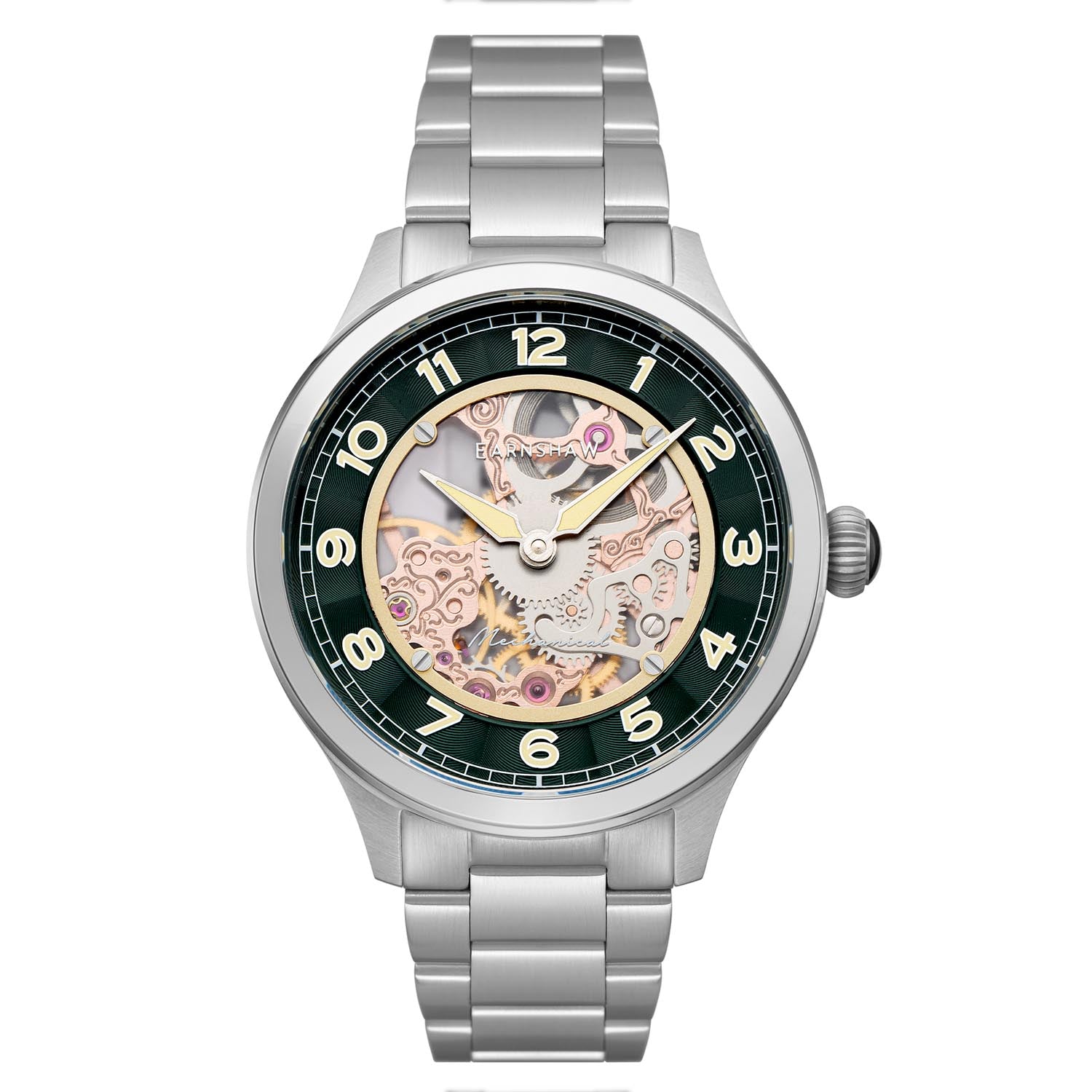 Earnshaw BARON Skeleton Mechanical Automatic Green Round Dial Men's Watch -  ES-8189-33