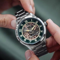 Earnshaw BARON Skeleton Mechanical Automatic Green Round Dial Men's Watch -  ES-8189-33