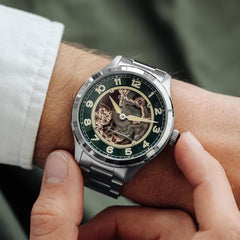 Earnshaw BARON Skeleton Mechanical Automatic Green Round Dial Men's Watch -  ES-8189-33