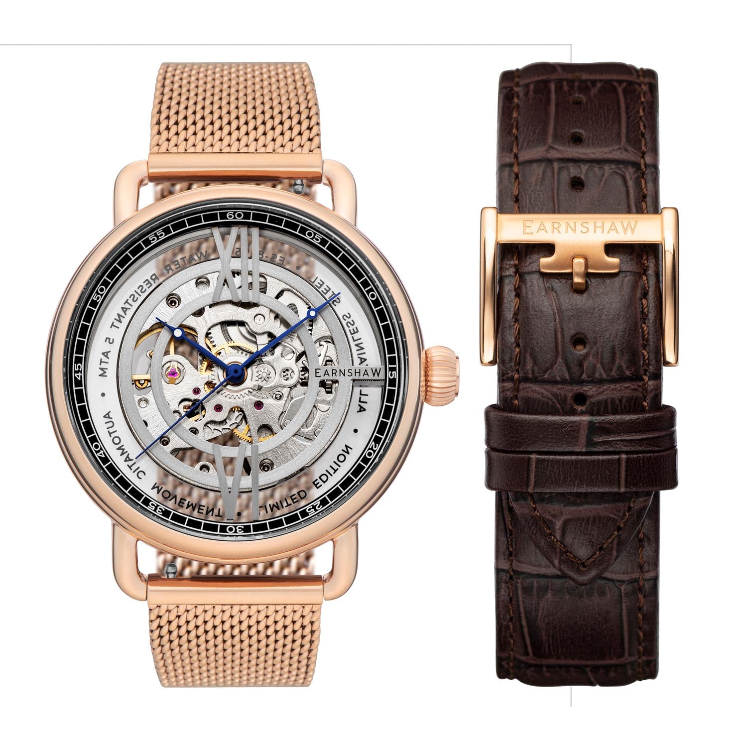 EARNSHAW INVESTIGATOR Limited Edition Skeleton Automatic Watch For Men - ES-8195-44