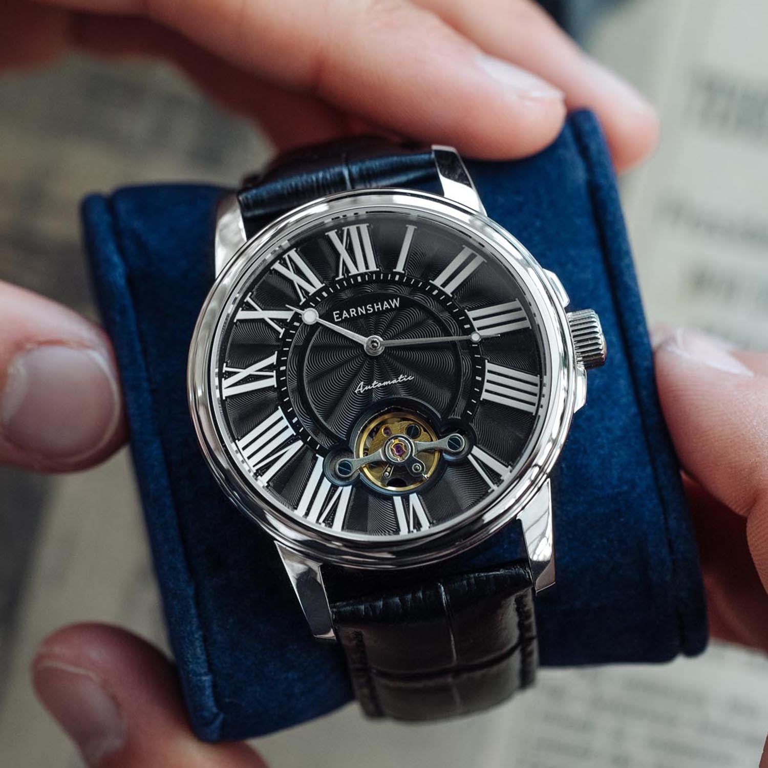 Earnshaw MARYLEBONE Automatic Black Round Dial Men's Watch - ES-8196-02