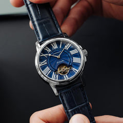 Earnshaw MARYLEBONE Automatic Blue Round Dial Men's Watch - ES-8196-03