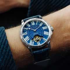 Earnshaw MARYLEBONE Automatic Blue Round Dial Men's Watch - ES-8196-03