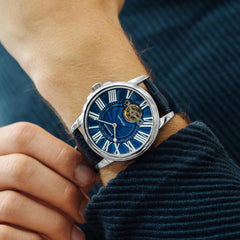 Earnshaw MARYLEBONE Automatic Blue Round Dial Men's Watch - ES-8196-03